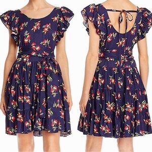 Jill Jill Stuart This navy floral flutter sleeve dress XS